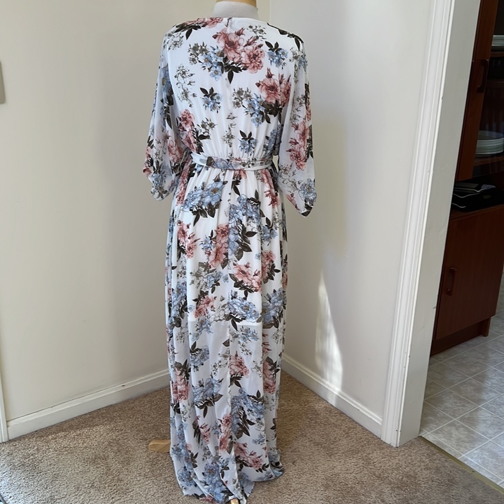 BALTIC BORN Size L white multi Kia kimono maxi dress - Picture 8 of 14